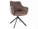 Fauteuil pivotant Azalia en velours avec piètement métal noir