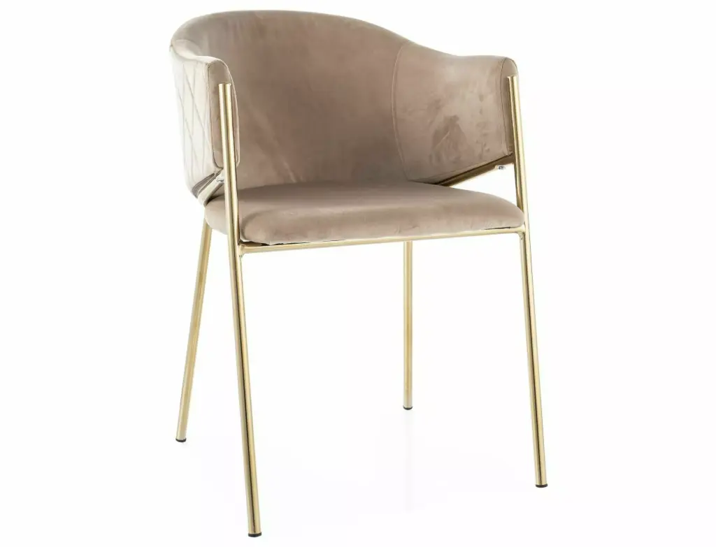 Chaise en velours Bono avec piètement en métal
