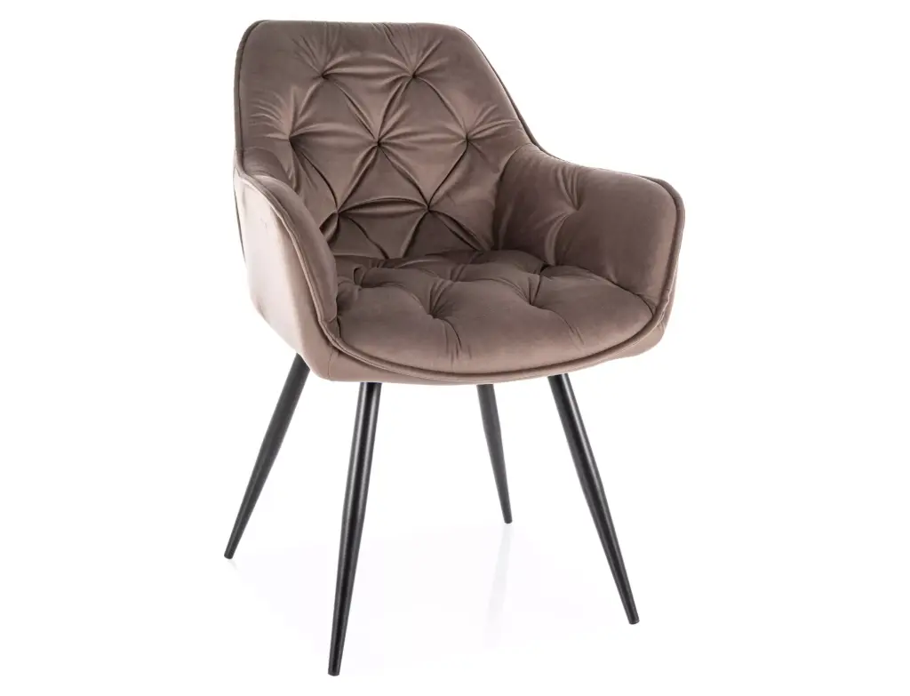 Fauteuil capitonné Cherry en velours