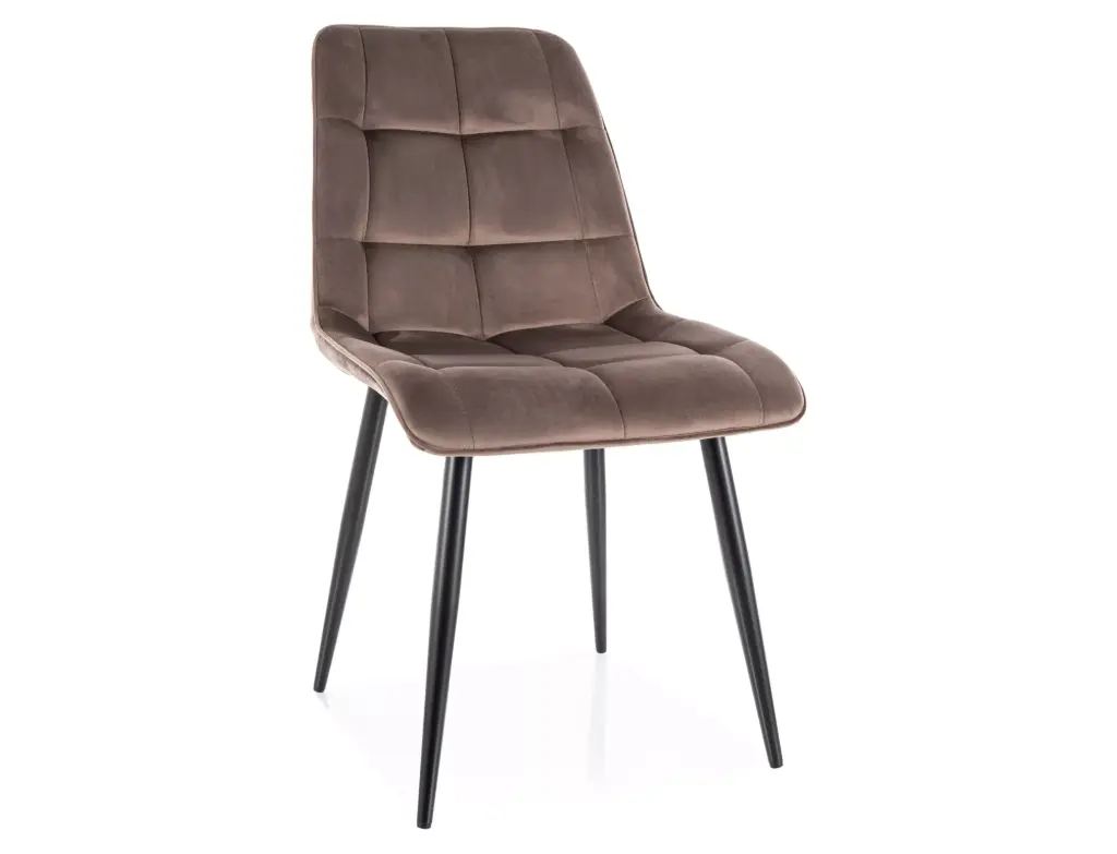 Chaise design Chic en velours capitonné avec piètement en métal noir mat