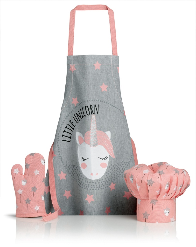 Tablier, toque et gant de cuisine Licorne enfant