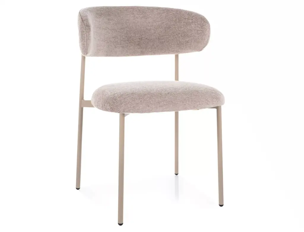 Chaise en tissu et piètement métal beige Elton