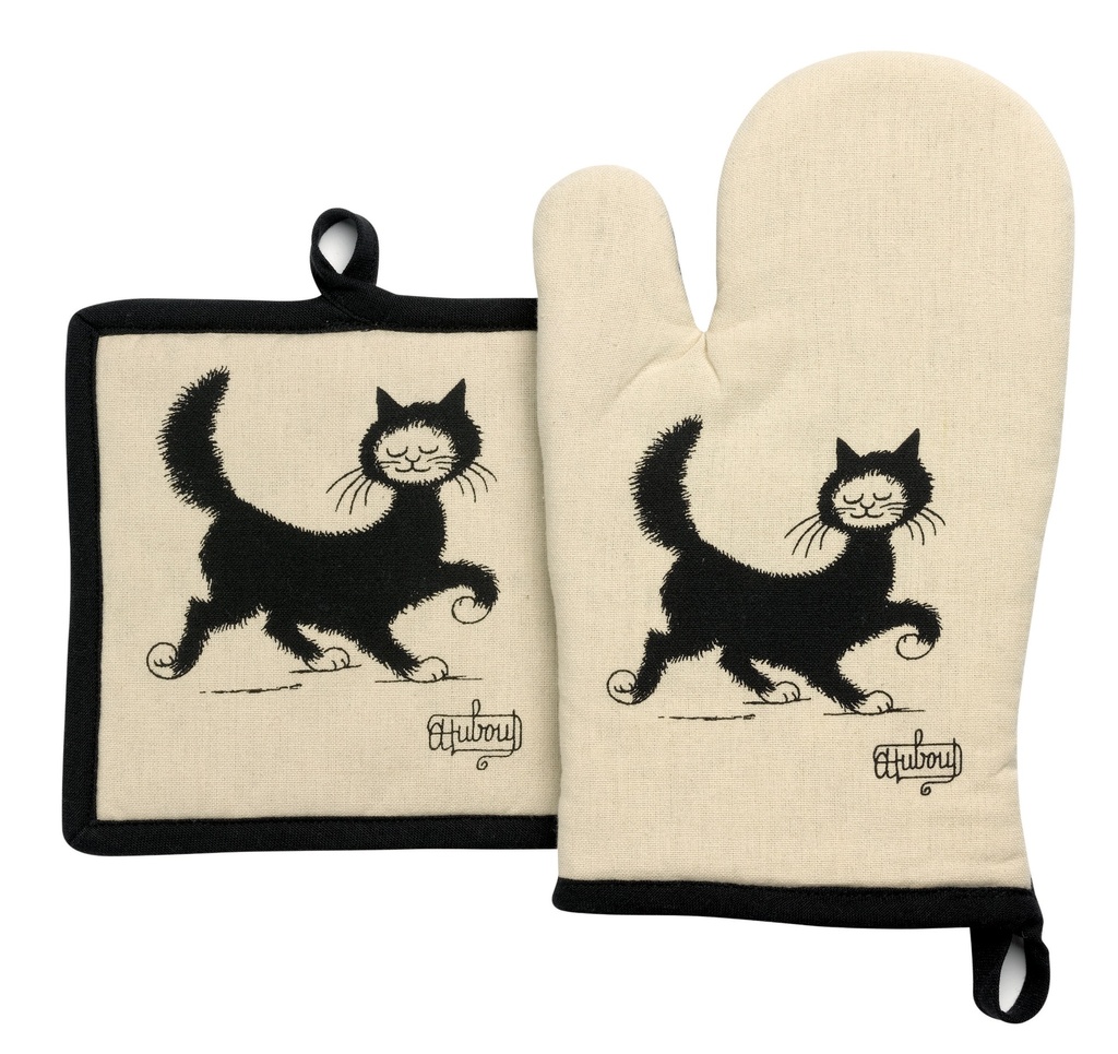 Gant de cuisine + Manique Dubout Chat Balade