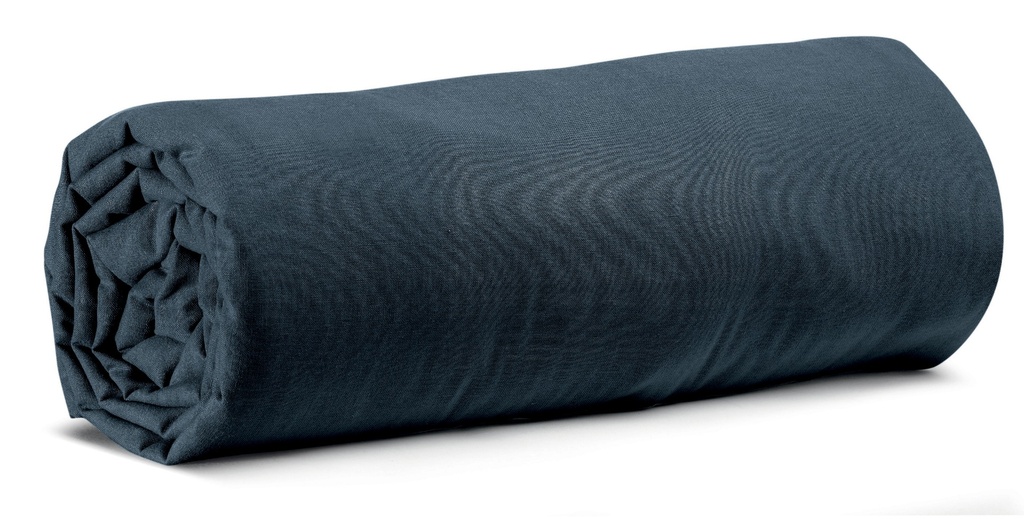 Drap housse Calita Marine 140x190 bonnet 30 cm en coton lavé