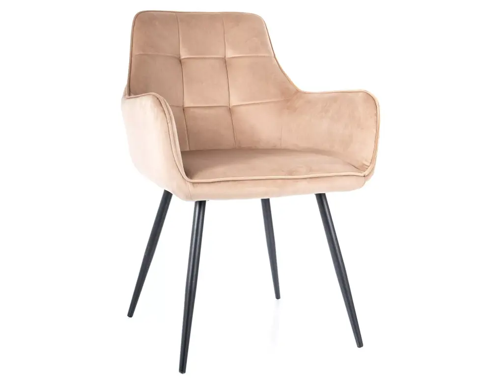 Fauteuil Lemon en velours, pieds en métal noir mat