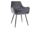 Fauteuil Lemon en velours, pieds en métal noir mat