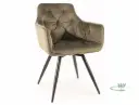 Fauteuil pivotant Mango en velours capitonné