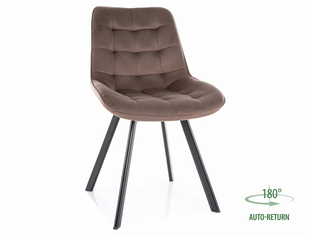 Chaise pivotante Monti en velours capitonné avec pieds en métal noir mat
