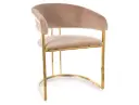 Chaise design Tulipe en velours et acier inoxydable doré style Art Déco