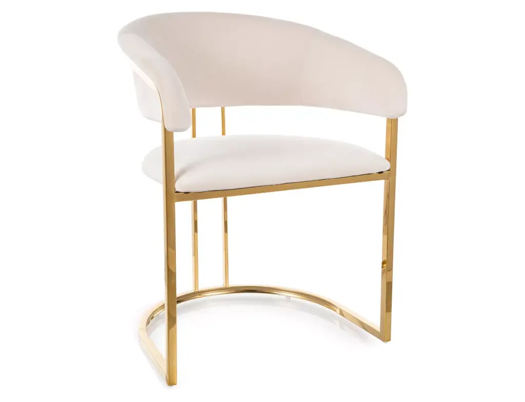 Chaise design Tulipe en velours et acier inoxydable doré d'inspiration Art Déco