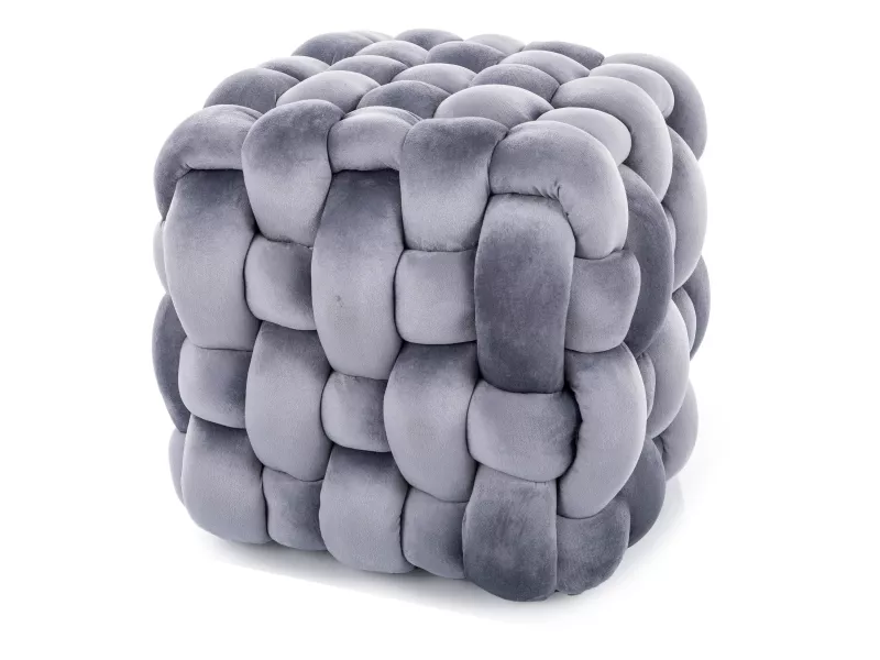 Pouf design Faris en tissage de velours capitonné