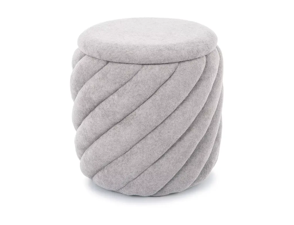 Pouf-coffre rond Pelaro en tissu texturé