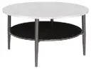 Table basse à étagère Ella A de style industriel en stratifié et métal