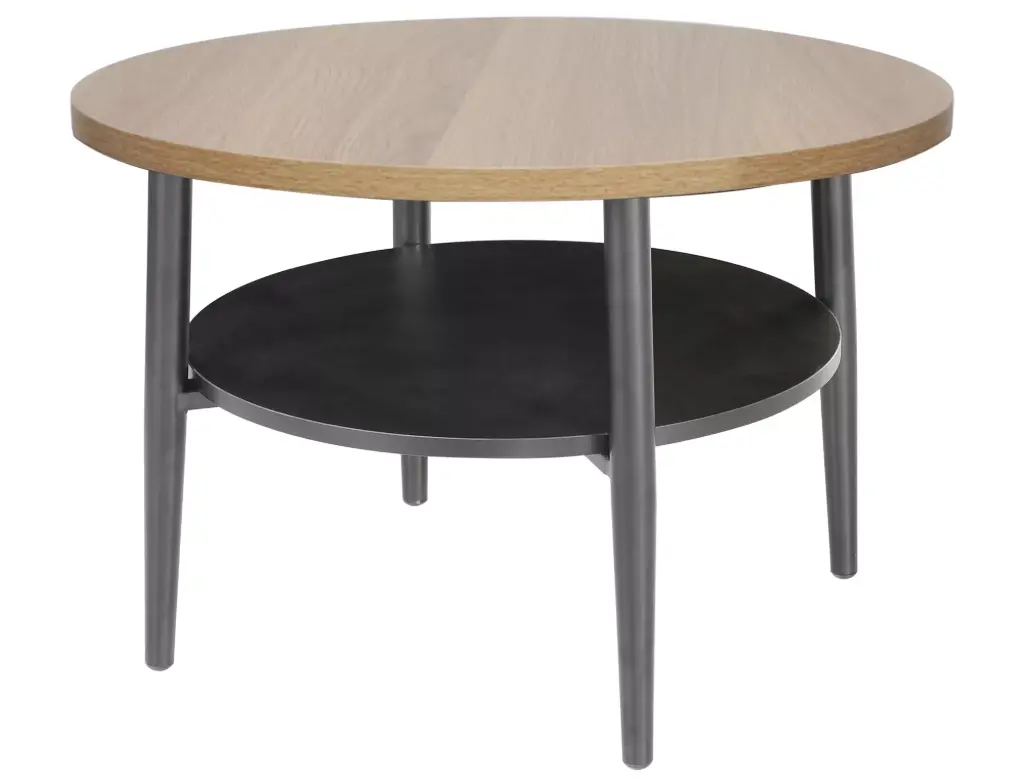 Table basse ronde d'appoint Ella B de style industriel en stratifié et métal