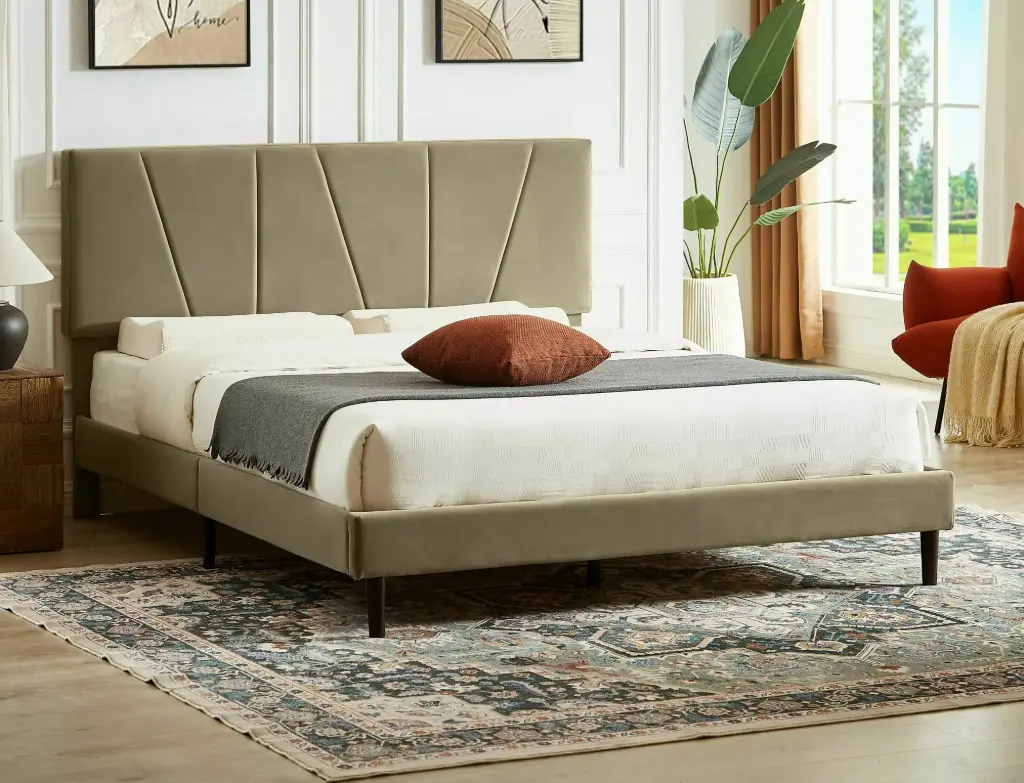 Lit Savana 160x200 de style contemporain graphique en velours