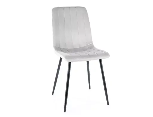 Chaise design Alan en velours avec pieds en métal noir