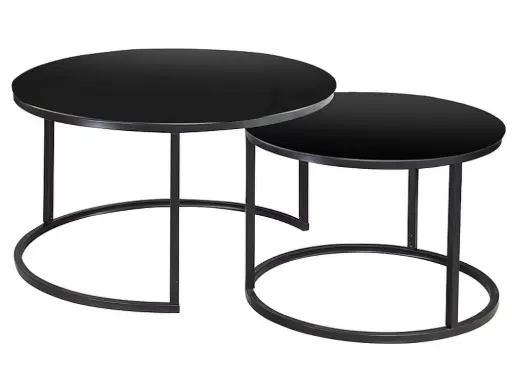 [ATLANTADCC] Tables basses Atlanta D - tables gigognes design en verre noir et métal noir mat