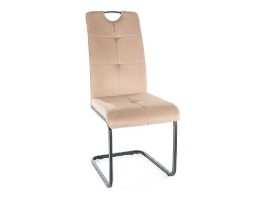 Chaise cantilever Axo en velours et structure en métal noir