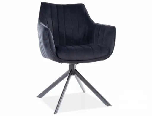Fauteuil pivotant Azalia en velours avec piètement métal noir