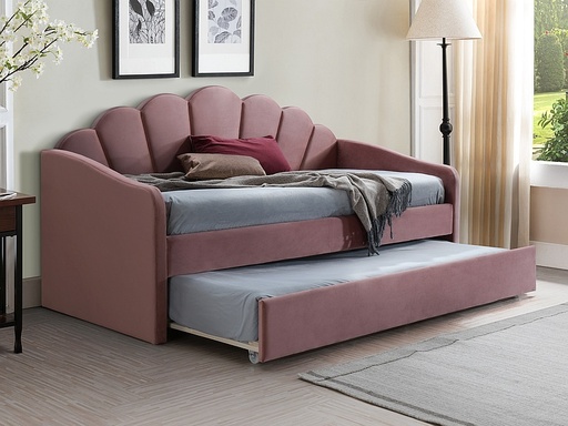 Lit banquette gigogne Bella 90x200 à tête de lit coquille