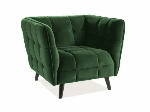 Fauteuil design carré Castello en velours matelassé