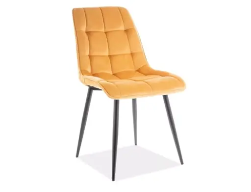 Chaise design Chic en velours capitonné avec piètement en métal noir mat