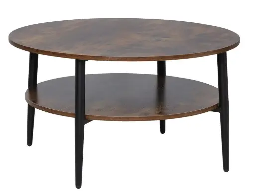 Table basse à étagère Ella A de style industriel en stratifié et métal