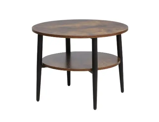 Table basse ronde d'appoint Ella B de style industriel en stratifié et métal