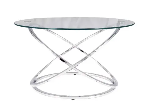 [EOSBTCH80] Table basse ronde design Eos B en métal chromé et verre trempé