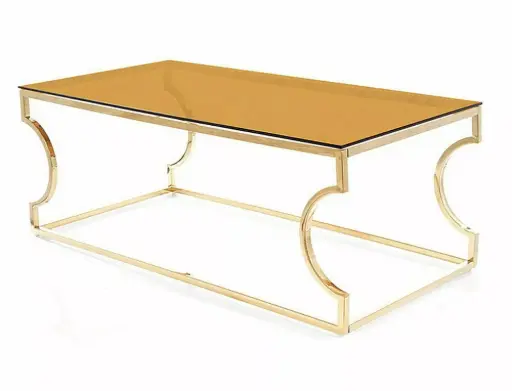 [KENZOACTZL] Table basse chic Kenzo A en verre trempé et acier inoxydable