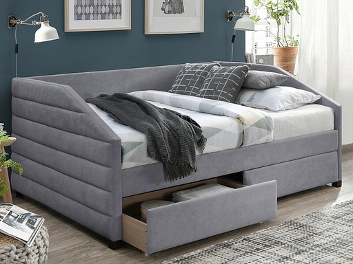 [NADIAV120SZ] Lit Nadia 120x200 en tissu avec rangements intégrés
