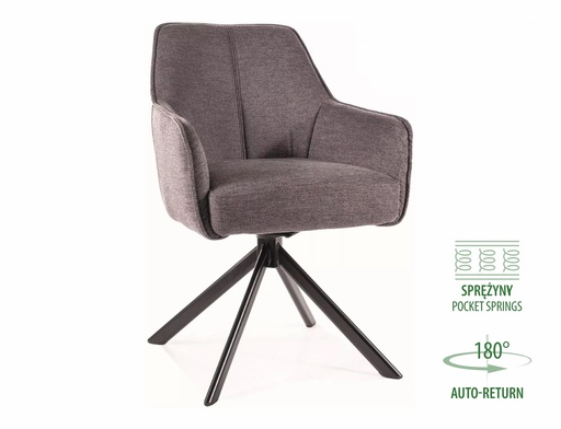Chaise pivotante Notti en tissu Brego – assise confortable et piètement en métal