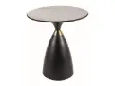Table basse ronde Gemini en céramique imitation marbre blanc et métal noir mat