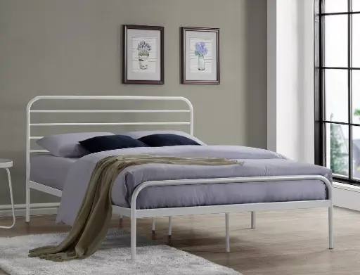 [BOLONIAB140] Lit Bolonia 140x200 de style minimaliste en métal blanc