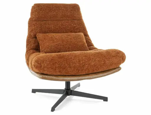 Fauteuil pivotant contemporain Felicia en tissu et cuir synthétique