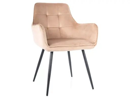 Fauteuil Lemon en velours, pieds en métal noir mat