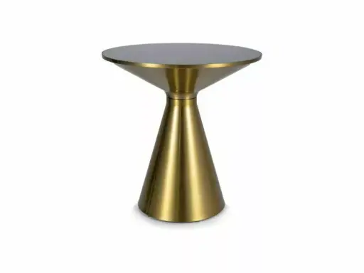 [SETICZL] Table basse ronde Seti en métal brossé doré et verre trempé noir