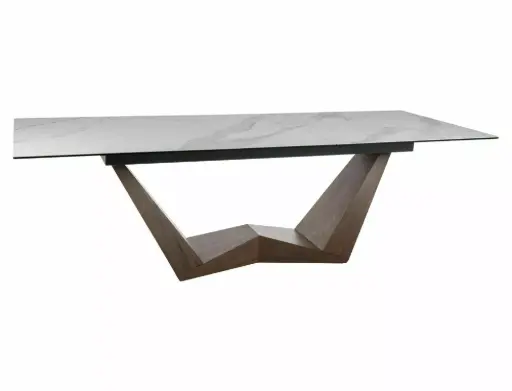 [BONUCCIBOR200] Table extensible Bonucci avec plateau céramique Statuario Venato et piètement sculptural en métal