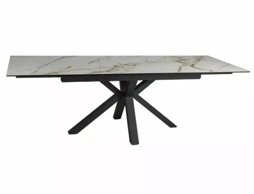[COLUMBUSBC160] Table extensible Columbus avec plateau en céramique Amber Bianco