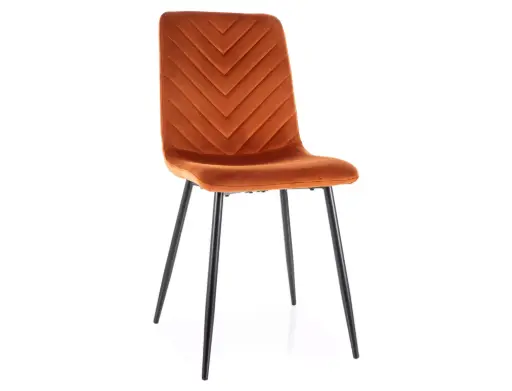 Chaise en velours à piqûres chevrons Daren