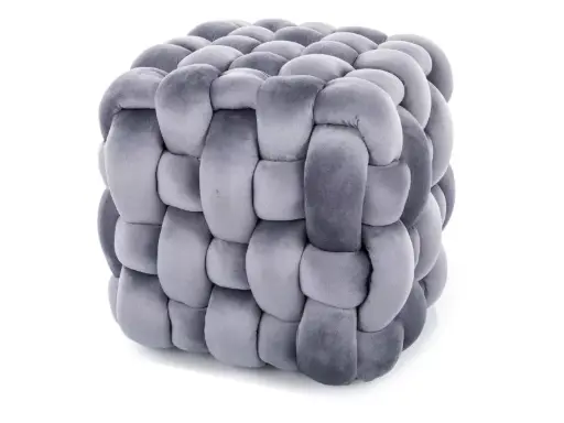 Pouf design Faris en tissage de velours capitonné