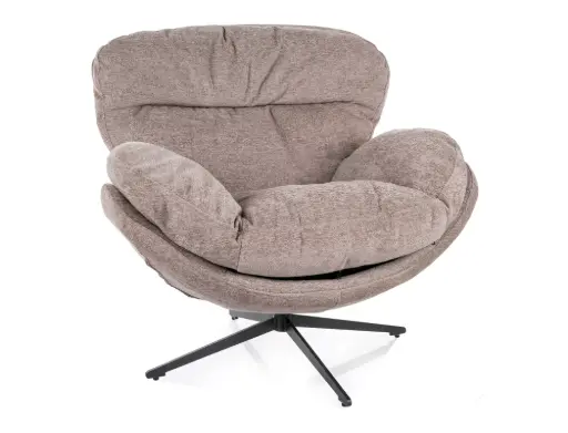 Fauteuil lounge pivotant Florence en tissu et à piètement en étoile