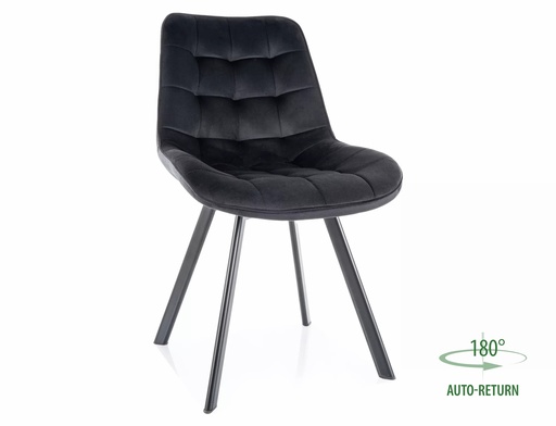 Chaise pivotante Monti en velours capitonné avec pieds en métal noir mat