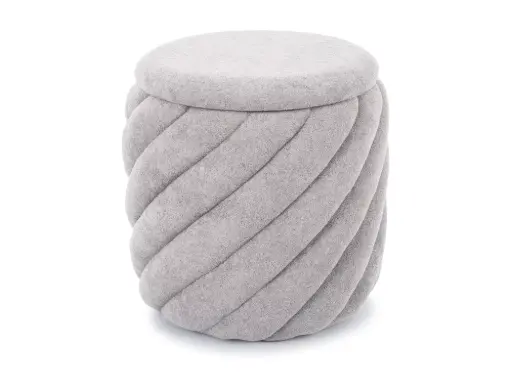 Pouf-coffre rond Pelaro en tissu texturé