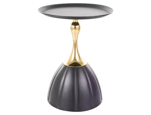 Table d'appoint ronde Piana en métal avec col doré