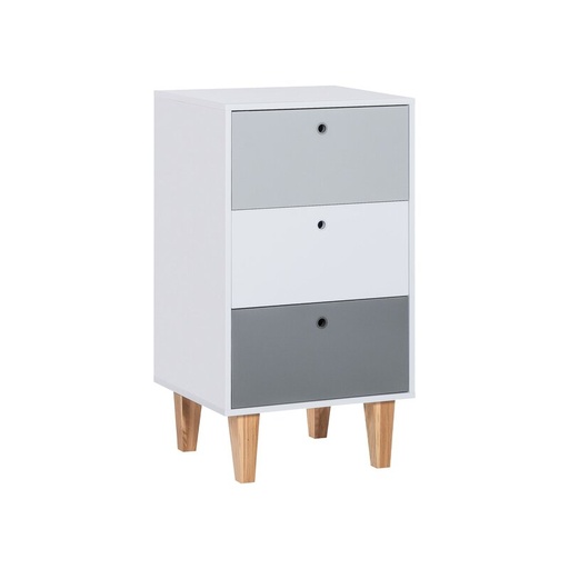 [9019] Commode Concept multicolore 3 tiroirs avec pieds en frêne