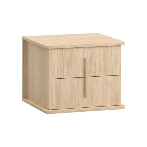 [888026] Table de chevet Omm - table de chevet de style Japandi à deux tiroirs