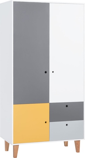 Armoire/penderie multicolore Concept 2 portes avec étagères et tiroirs