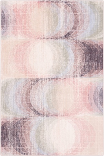 Tapis en laine AGNUS KAOLA rose à motifs géométriques