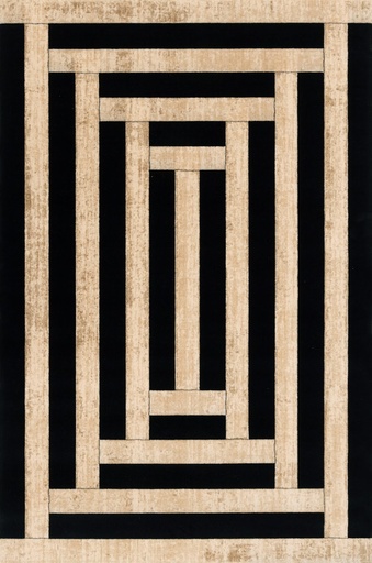 Tapis en laine AGNUS-B ART DÉCO I crème à motifs géométriques rectangulaires